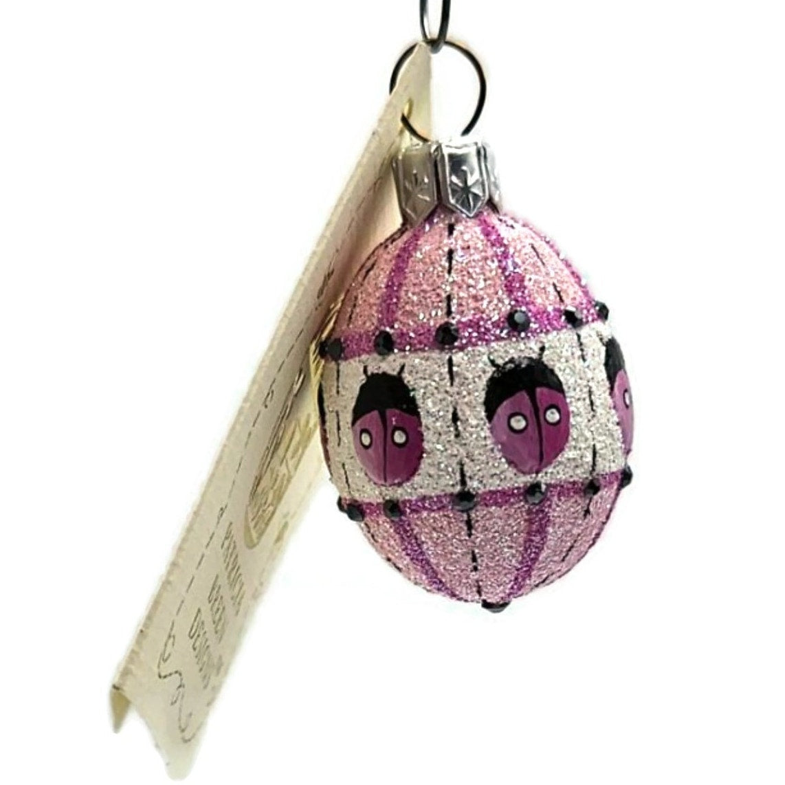 Patricia Breen Miniature Egg Surprise Ladybug Pink Easter Christmas Ornament