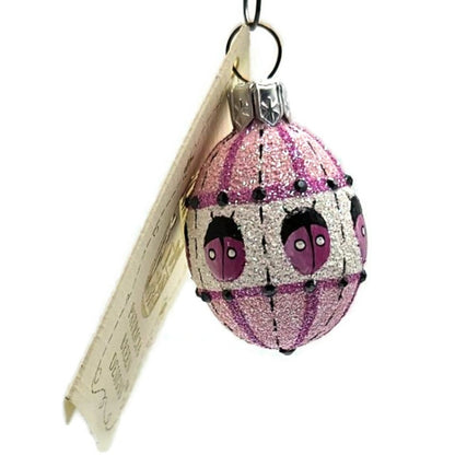 Patricia Breen Miniature Egg Surprise Ladybug Pink Easter Christmas Ornament