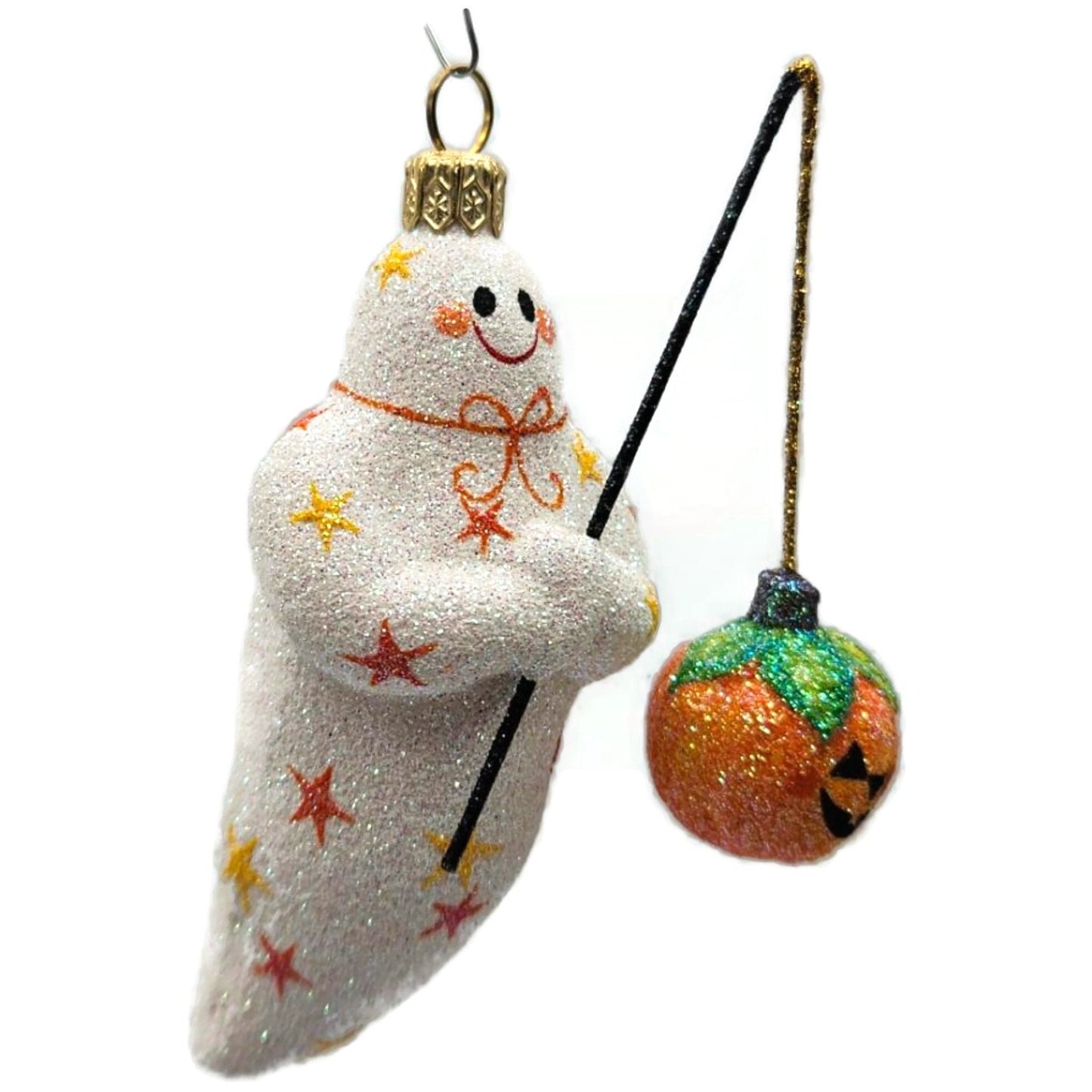 Patricia Breen Phantom Catch Orange Pumpkin White Stars Halloween Ornament 2741