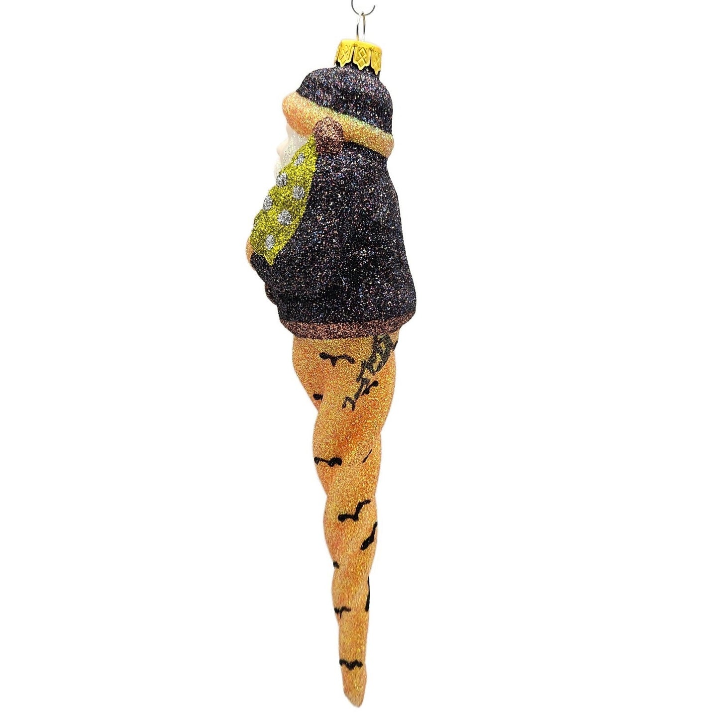 Larry Fraga Halloween Santa Claus Bat Glittered Glass Christmas Tree Ornament