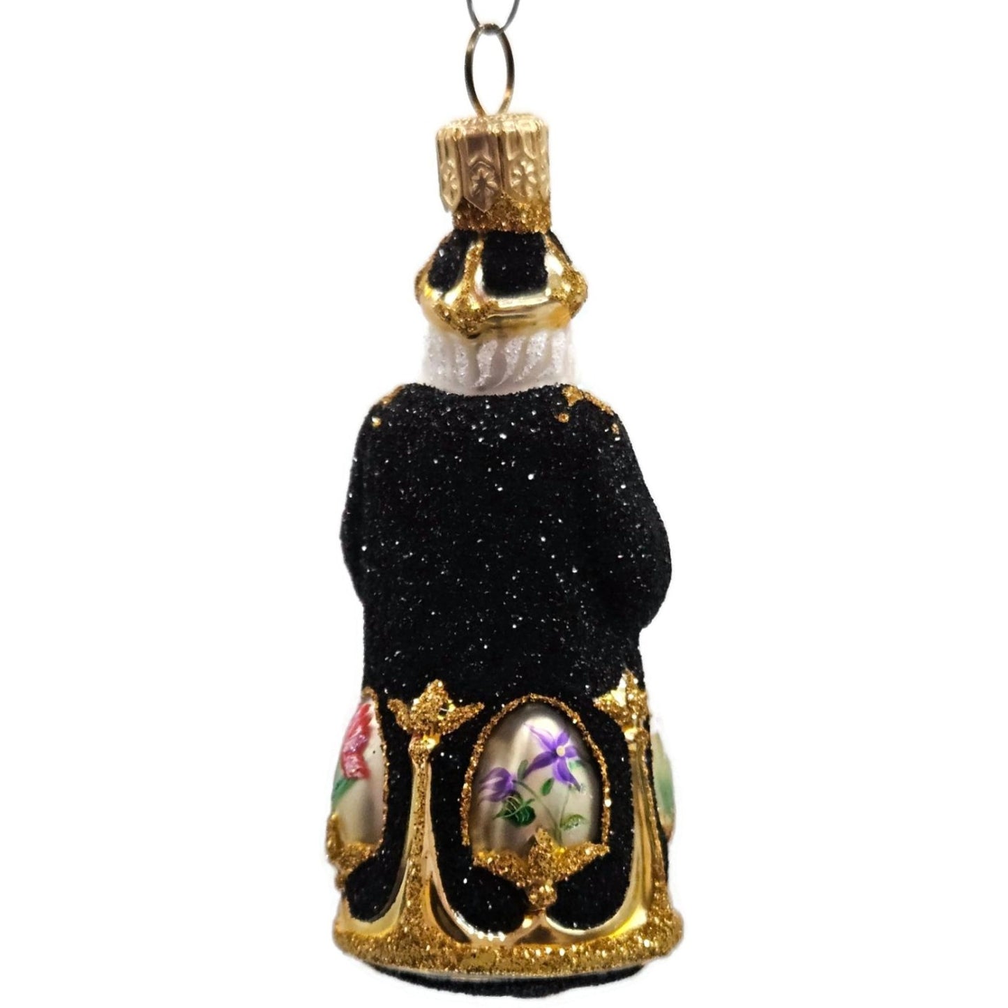 Patricia Breen Miniature Imperial Santa Black Spring Flower Christmas Ornament