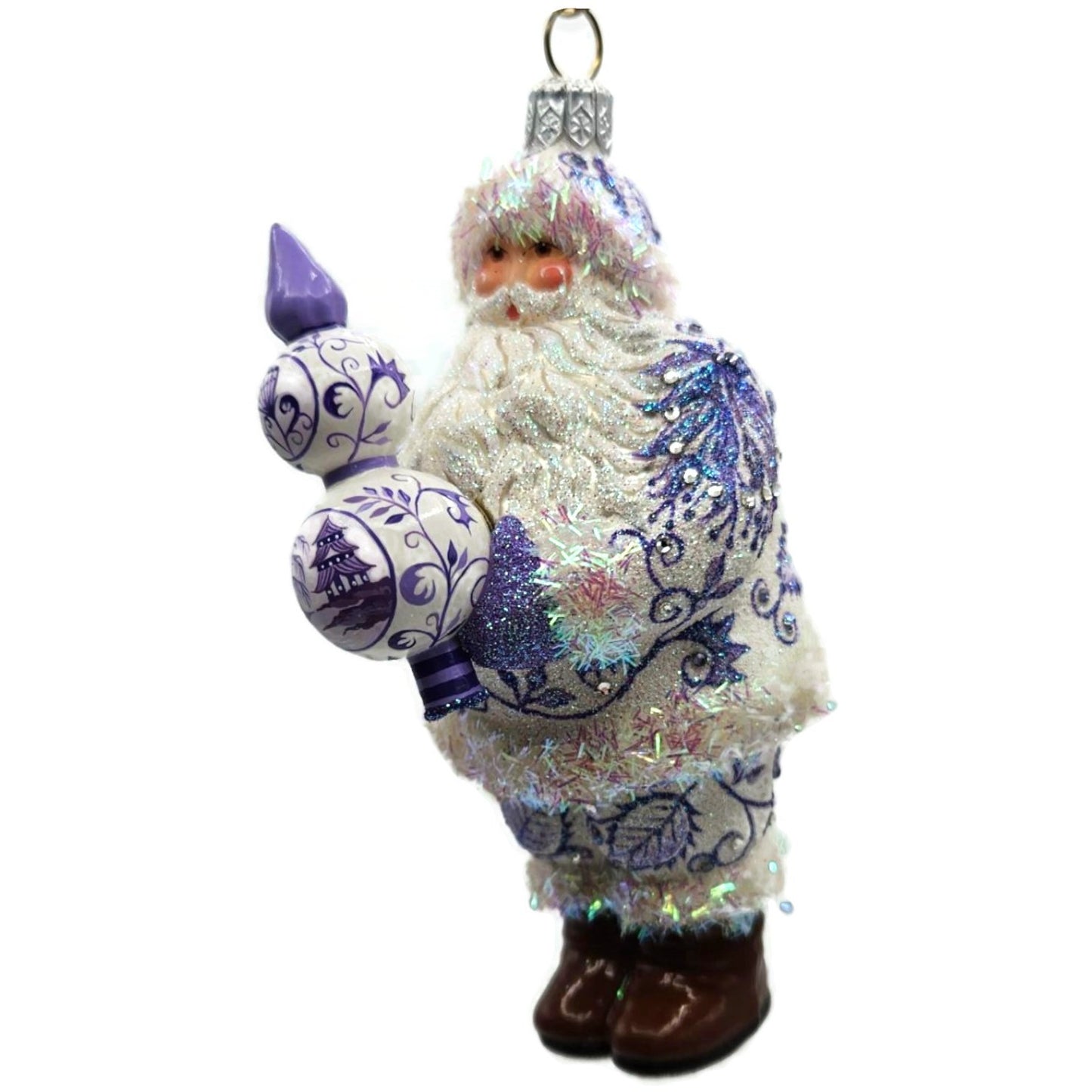 Patricia Breen Crowning Glory Chinoiserie Lavender Santa Christmas Ornament 2814
