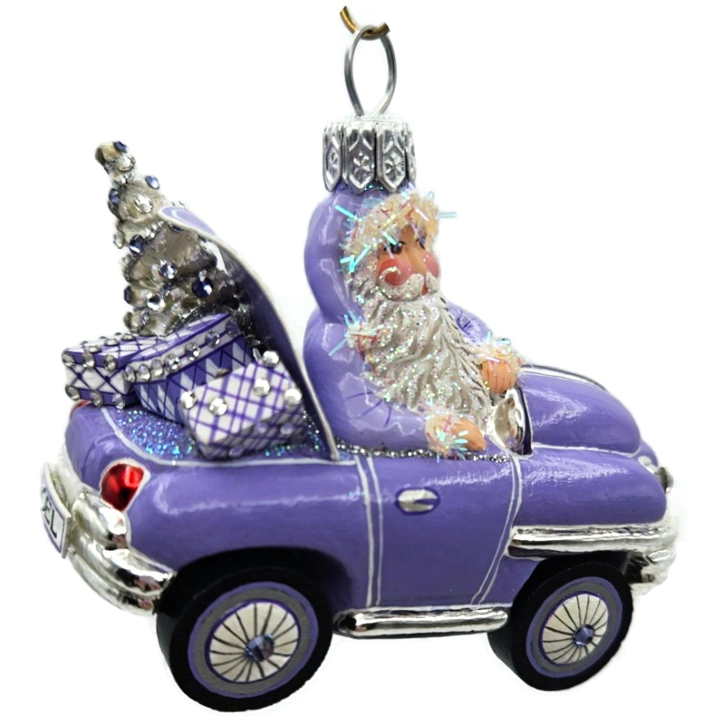 Patricia Breen En Route Santa Claus Car Lavender Purple Christmas Ornament CATZ