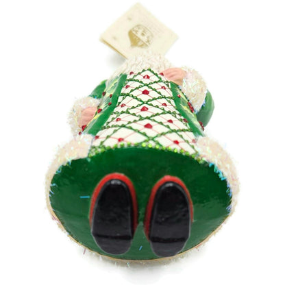 Patricia Breen Aberdeen Claus Jeweled Argyle Green Christmas Tree Ornament