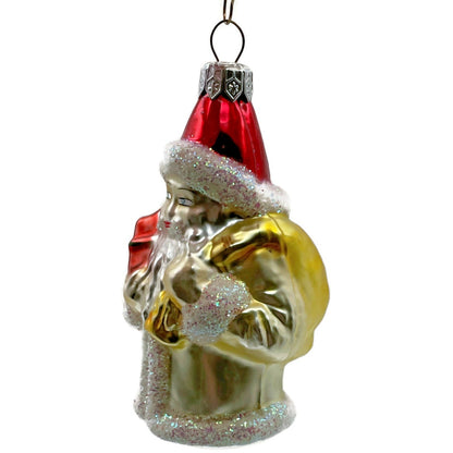 Christopher Radko Santa Claus In Yellow Gift Bag Christmas Tree Ornament 92-065