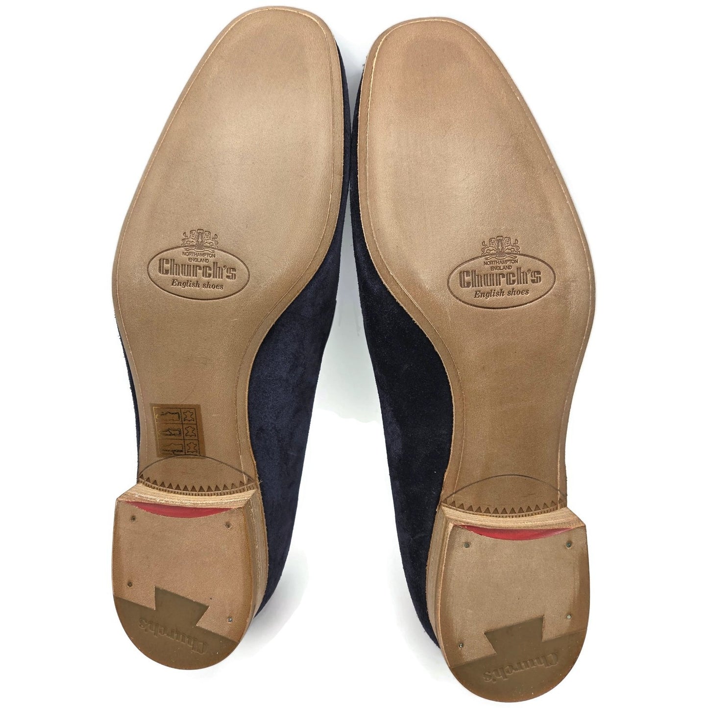 Churchs Flora 2 Dark Blue Suede Loafers Rare Crown Embroidered Luxury Shoes