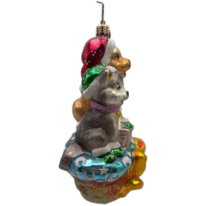 Christopher Radko Festive Furry Friends Dog Cat Christmas Tree Ornament 02-SP-95