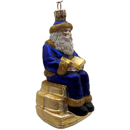 Patricia Breen Santa Reads Blue Stories Old And New Christmas Tree Ornament