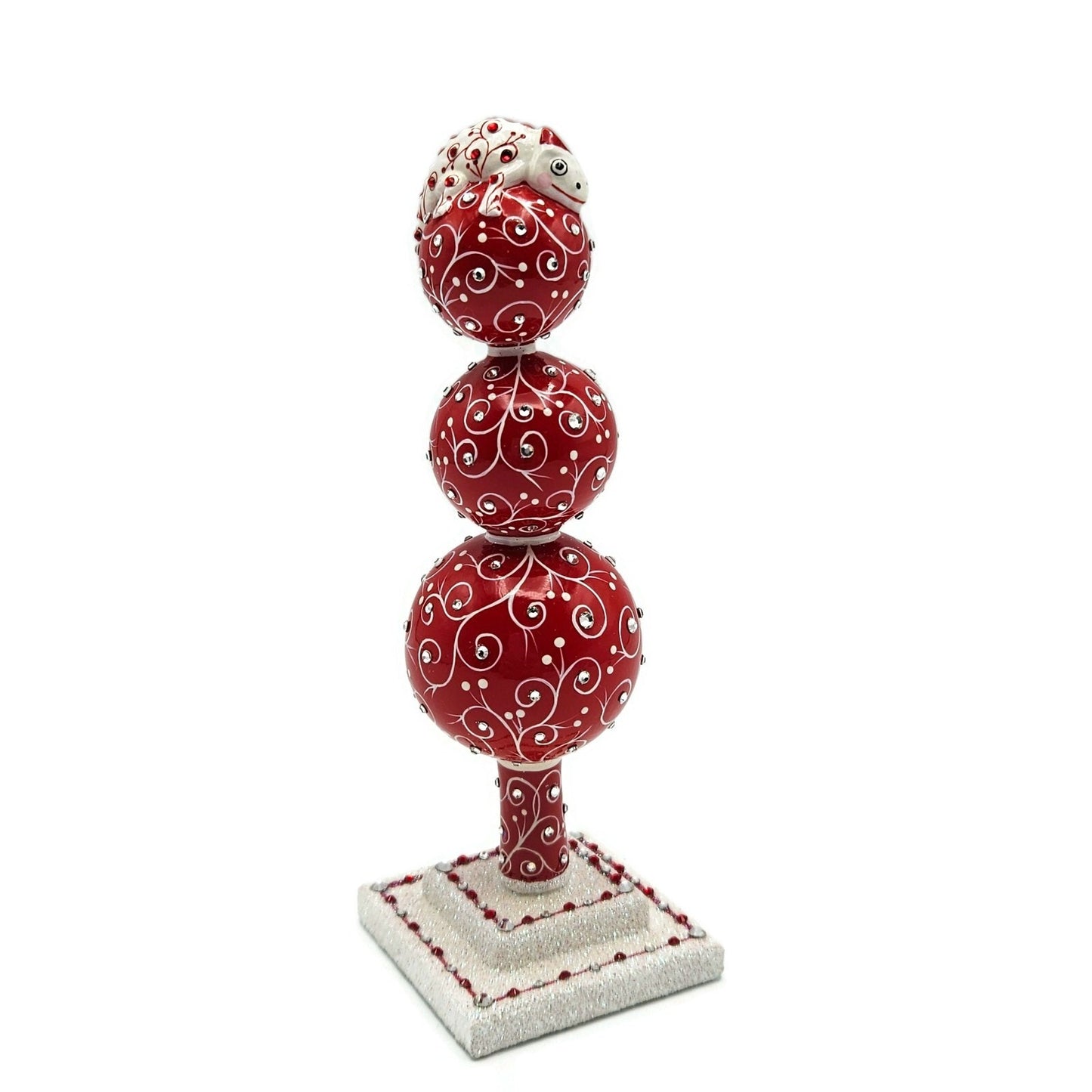 Patricia Breen Miniature Chameleon Finial Quilling Red Christmas Tree Topper
