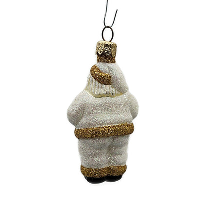 Patricia Breen Miniature Ho Ho Ho Santa Claus Pearl Gold Christmas Tree Ornament