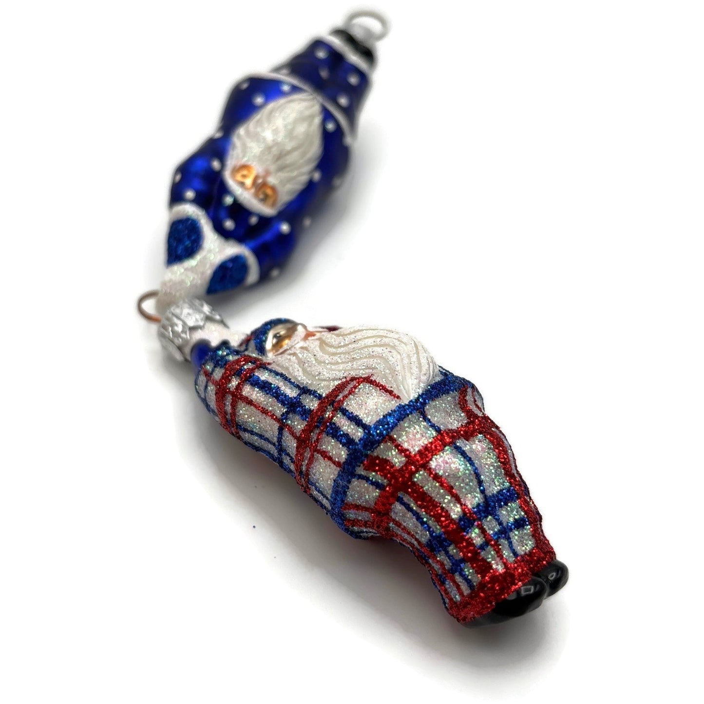 Patricia Breen Cirque de Nicoud Santa Patriotic Plaid Christmas Ornament CATZ