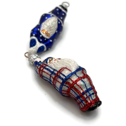 Patricia Breen Cirque de Nicoud Santa Patriotic Plaid Christmas Ornament CATZ