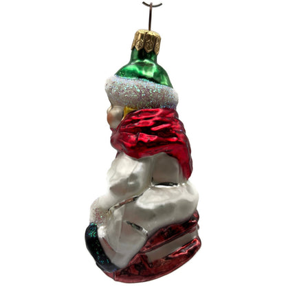 Christopher Radko Here I Go Child Sledding Christmas Tree Ornament 96-186-0