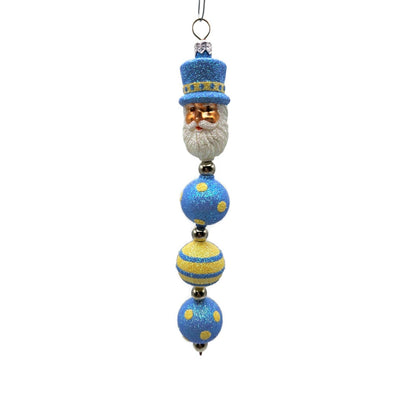 Patricia Breen Kinetic Icicle Blue Yellow Polka Dot Santa Easter Ornament 2326