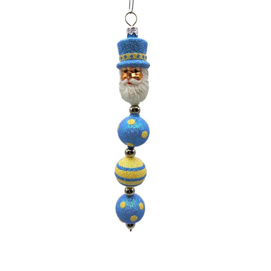 Patricia Breen Kinetic Icicle Blue Yellow Polka Dot Santa Easter Ornament 2326