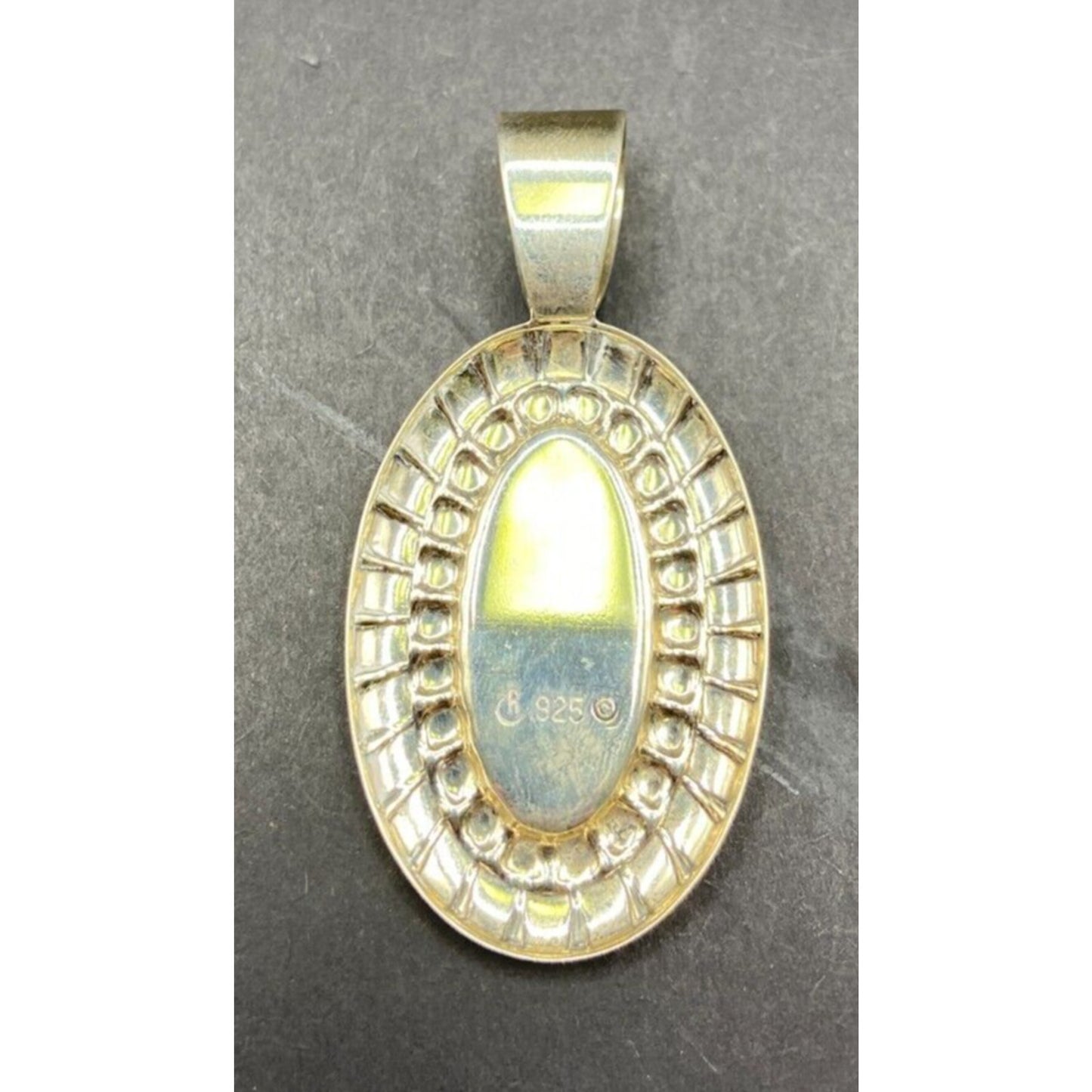 Carolyn Pollack Pendant Turquoise Blue Gemstone Oval Shaped 925 Sterling Silver