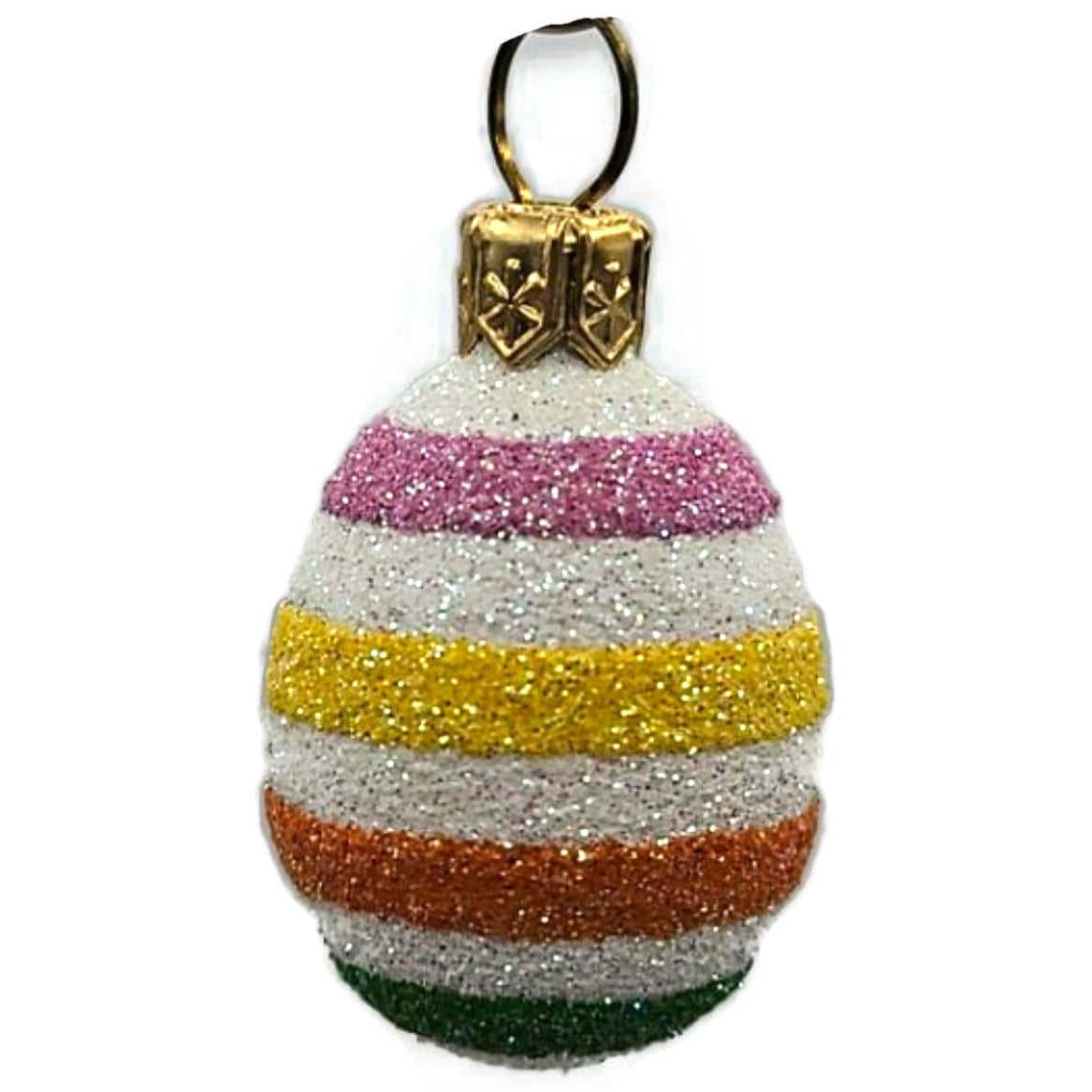 Patricia Breen Miniature Egg Spring Stripes Glass Easter Christmas Ornament 2629