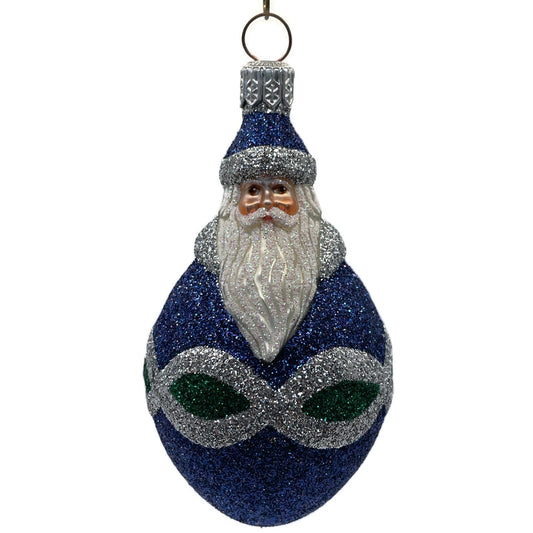 Patricia Breen Ornament Miniature Faberge Santa Blue Green Christmas Tree Decor
