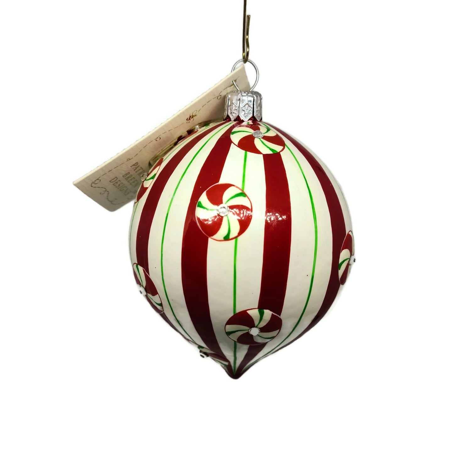 Patricia Breen Toujours Hamish Peppermint Chameleon Orb Christmas Ornament