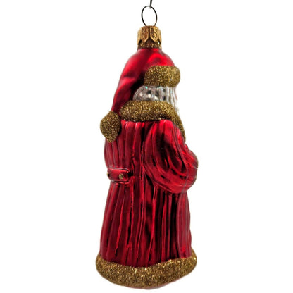 Patricia Breen Snowflake Santa Claus Red Gold Glittered Christmas Tree Ornament