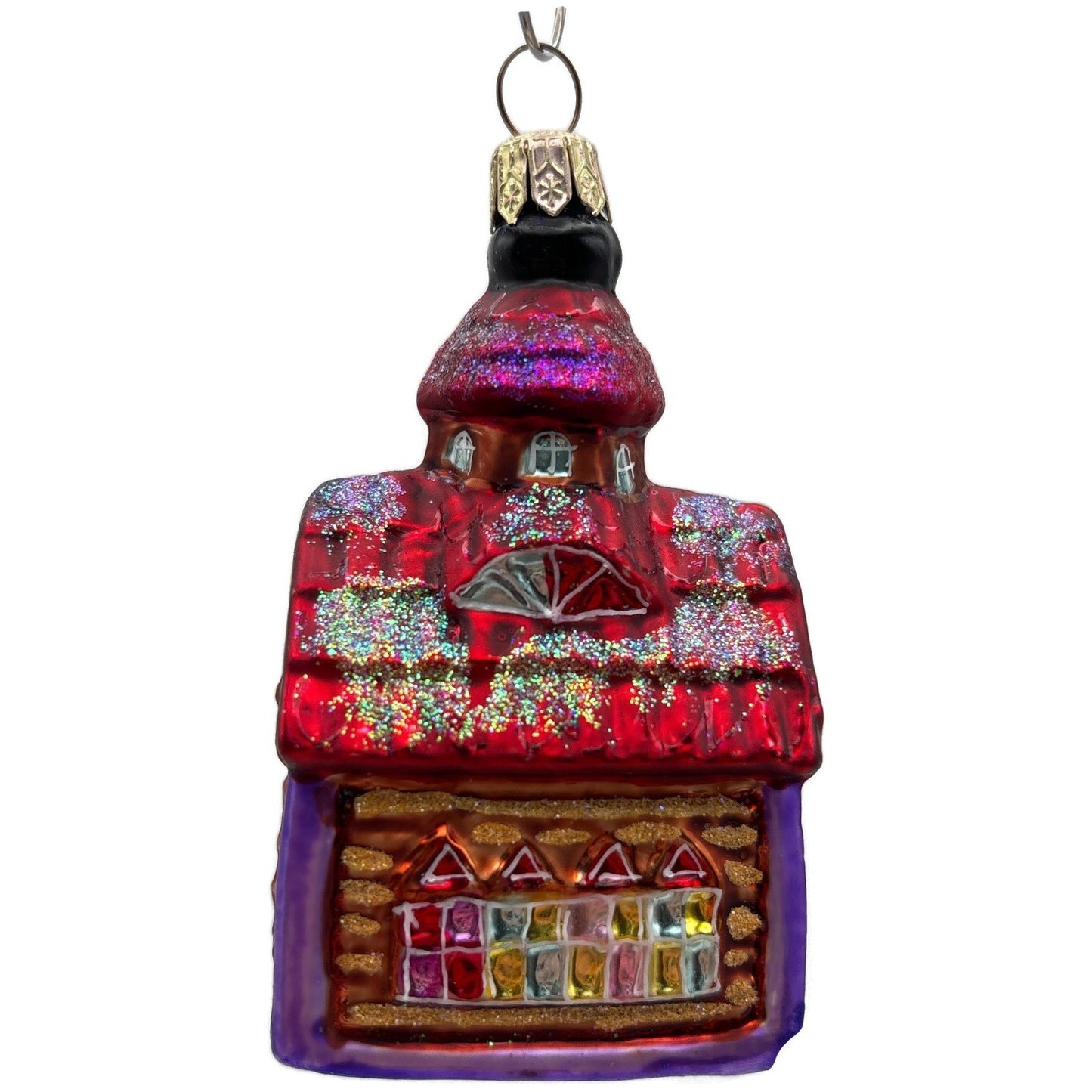 Christopher Radko Gingerbread Chapel Glass Christmas Tree Ornament 98-167-0