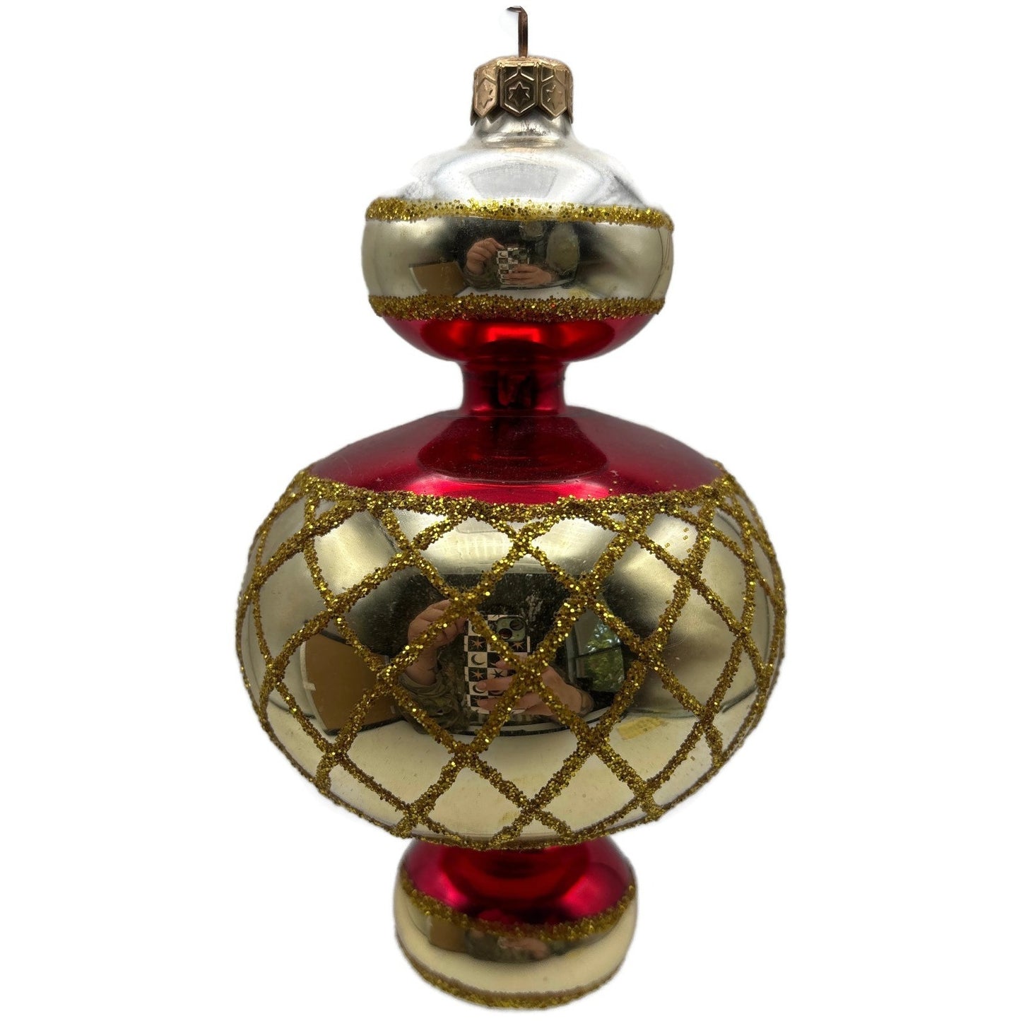 Christopher Radko Jumbo Spintops Red Gold Christmas Tree Ornament 93-302-0