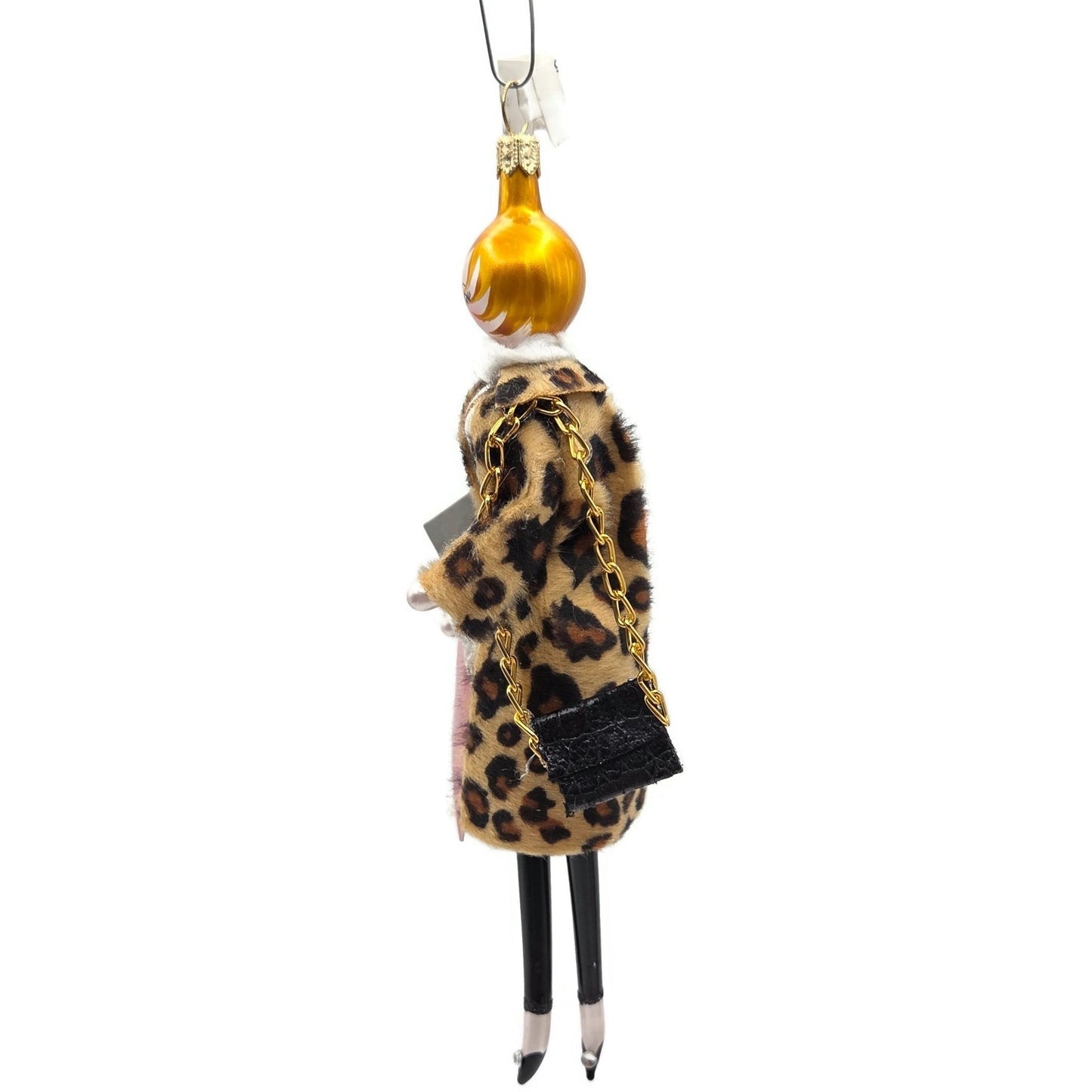 Soffieria De Carlini Fashionista Lady In Leopard Coat Shop Christmas Ornament