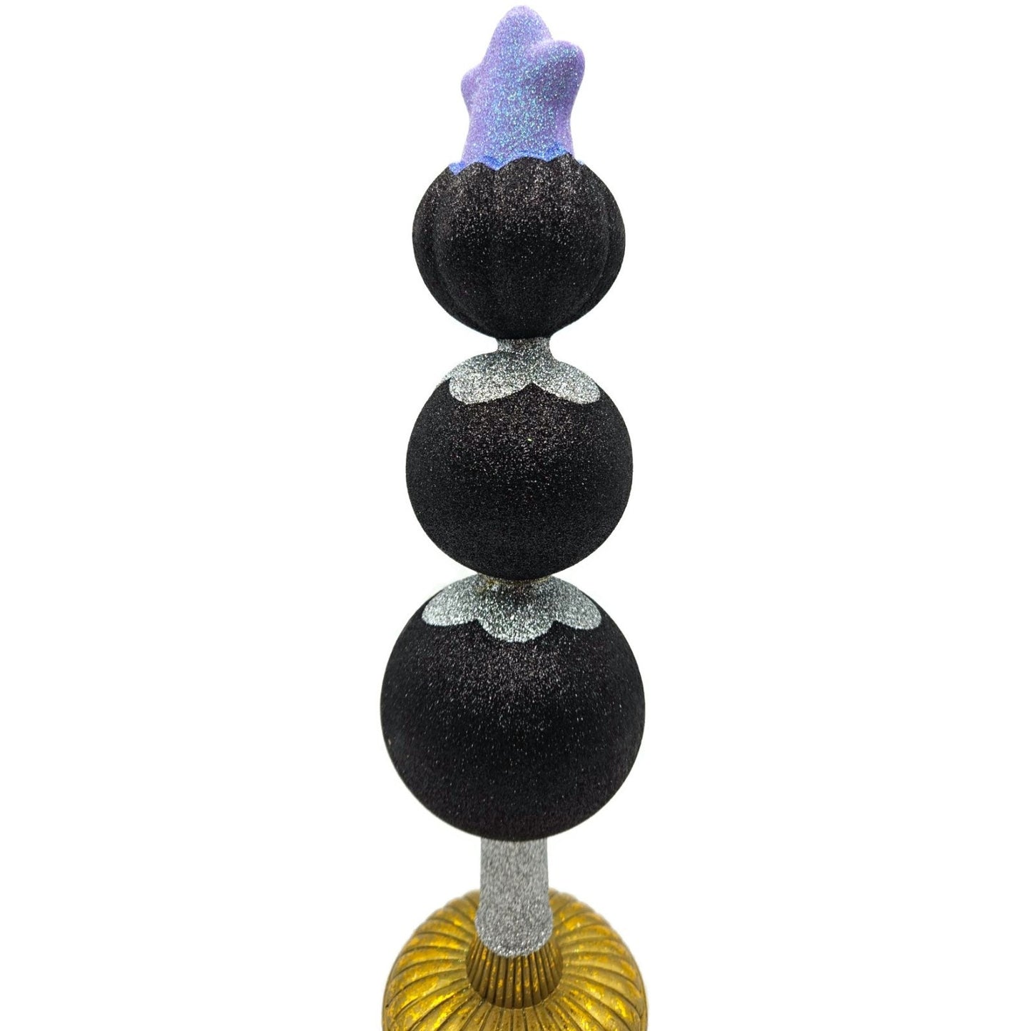Patricia Breen Ghostly Finial Black Pumpkin Jack-O-Lantern Halloween Tree Topper