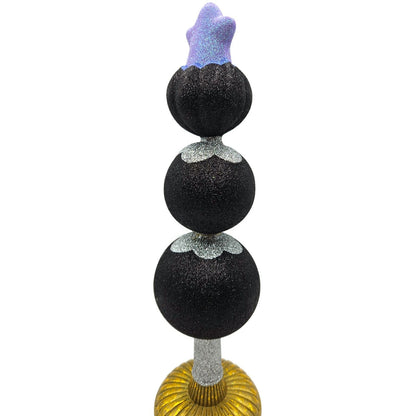 Patricia Breen Ghostly Finial Black Pumpkin Jack-O-Lantern Halloween Tree Topper