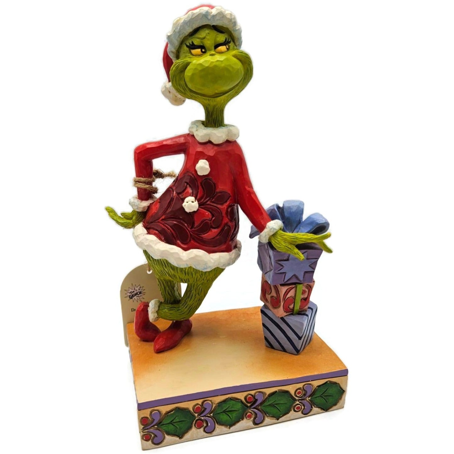 Jim Shore Dr. Seuss Grinch Leaning on Stacked Gifts Enesco Figurine 6015280
