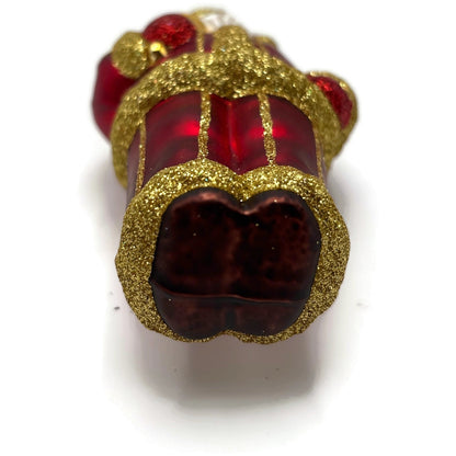 Patricia Breen Ring in the New Red Santa Claus Gold Striped Christmas Ornament