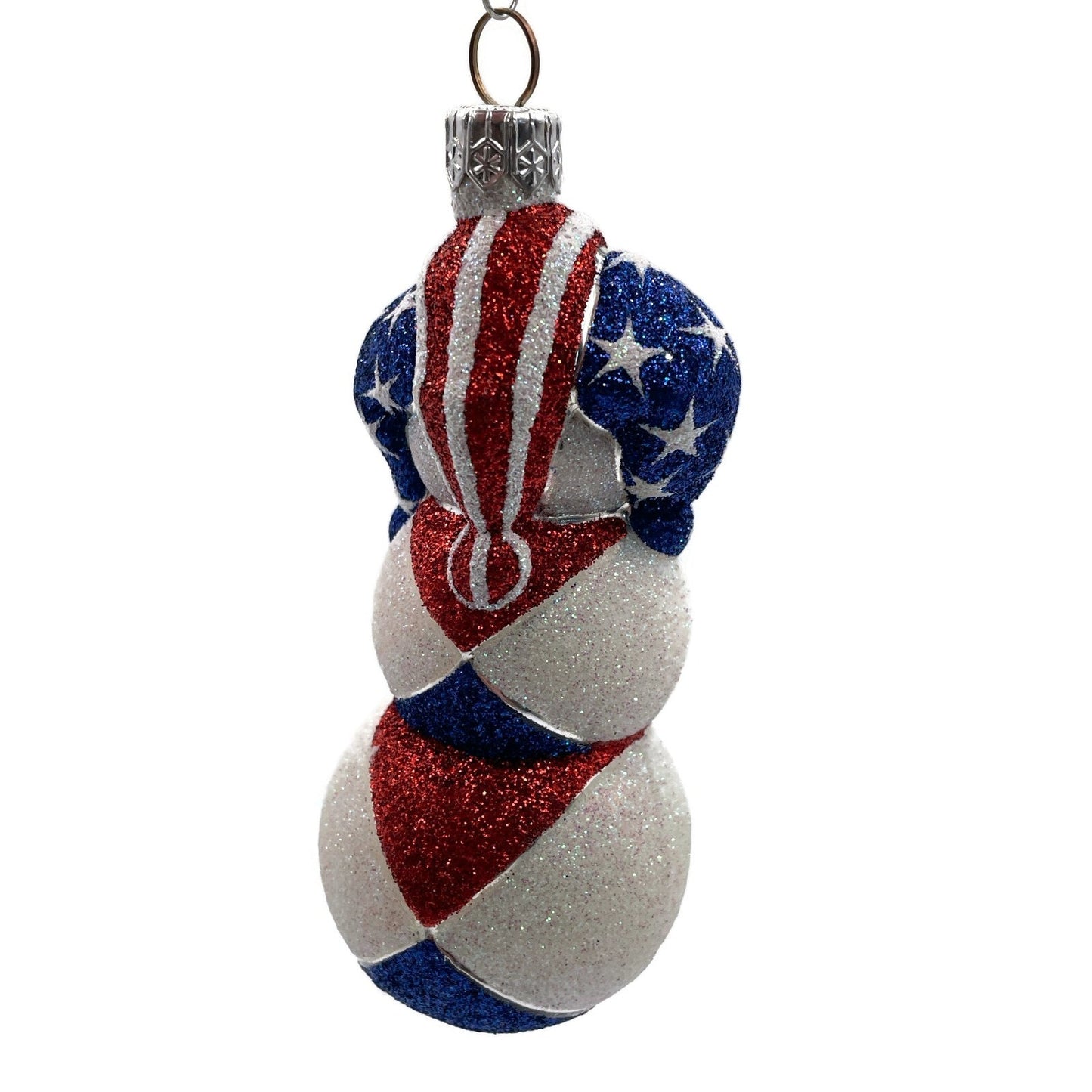 Patricia Breen Harlequin Snowman Patriotic Stars Stripe Christmas Tree Ornament