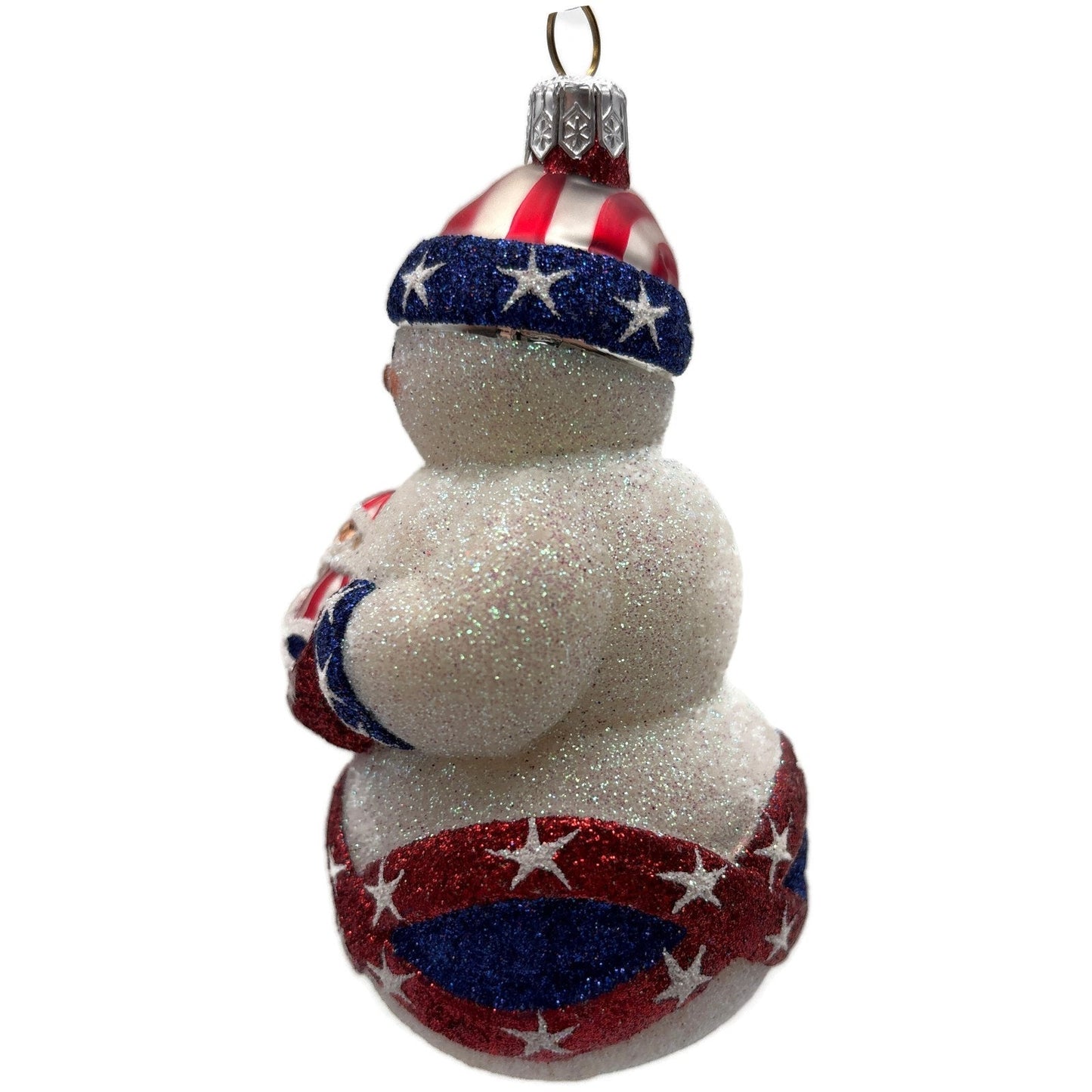 Patricia Breen Faberge Snowman Patriotic Striped Hat Stars Christmas Ornament NM
