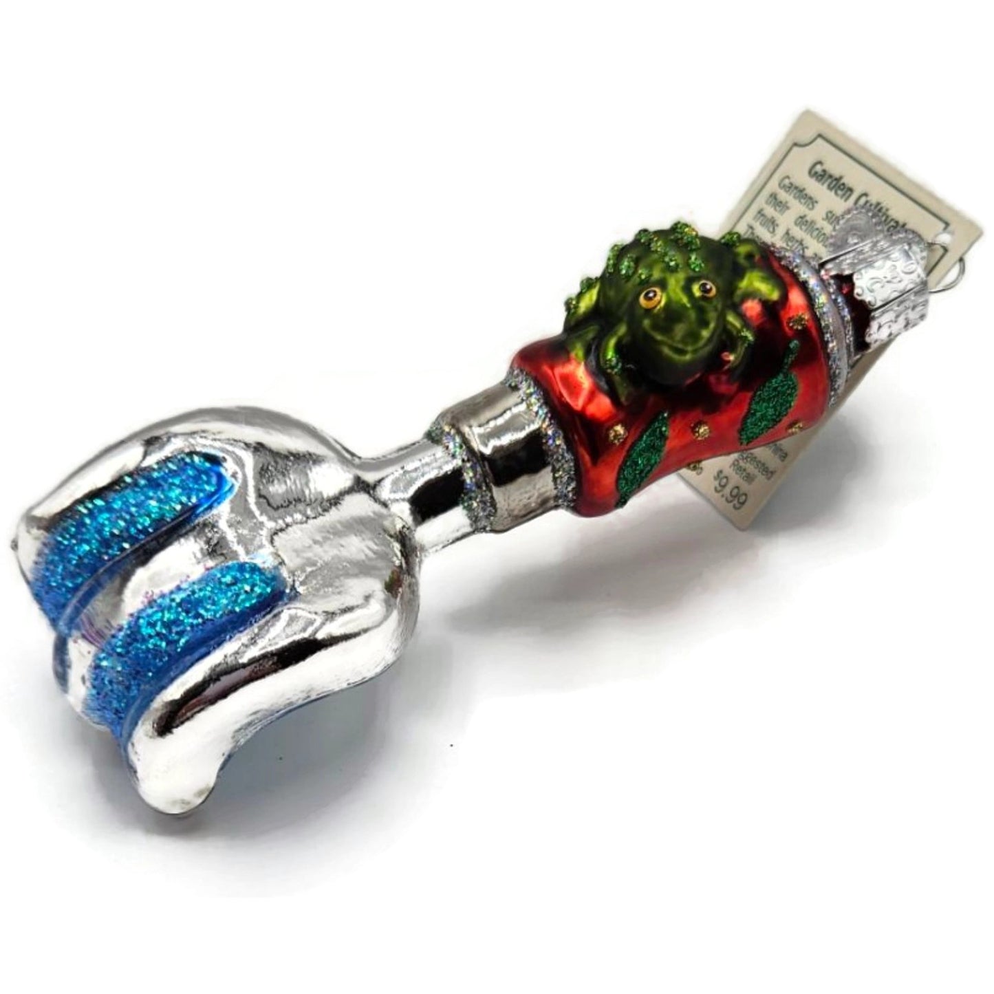 OWC Garden Cultivator Rake Frog Yard Work Glass Old World Christmas Ornament