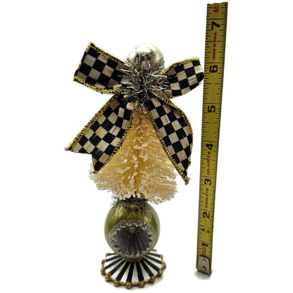 Mackenzie Childs Home Sweet Snow Bottle Brush Tree Mini Yellow Courtly Check
