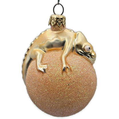 Patricia Breen Chameleon Peach Glittered Christmas Spring Tree Ornament