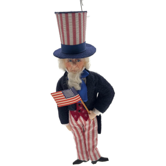 Gladys Boalt Uncle Sam Patriotic July 4th Fabric Handmade Christmas Ornament