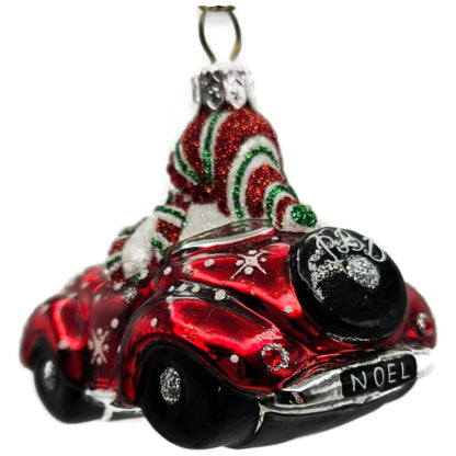 Patricia Breen Snow Mobile Red Car Snowman Jeweled Christmas Ornament 2476