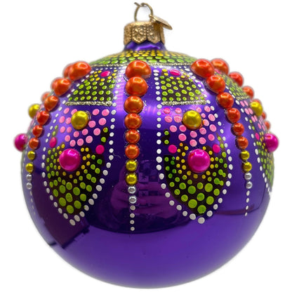 Glitter Lab Purple Mandala Ball Polka Dots Green Orange Christmas Tree Ornament