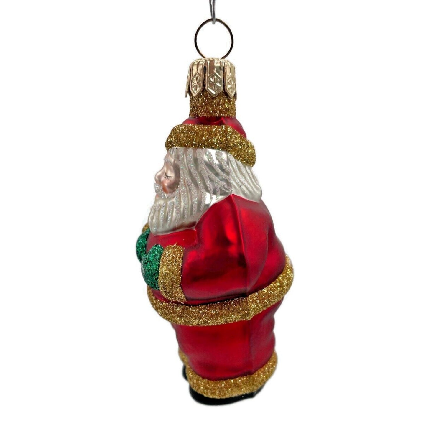 Patricia Breen Miniature Ho Ho Ho Red Gold Santa Claus Christmas Tree Ornament