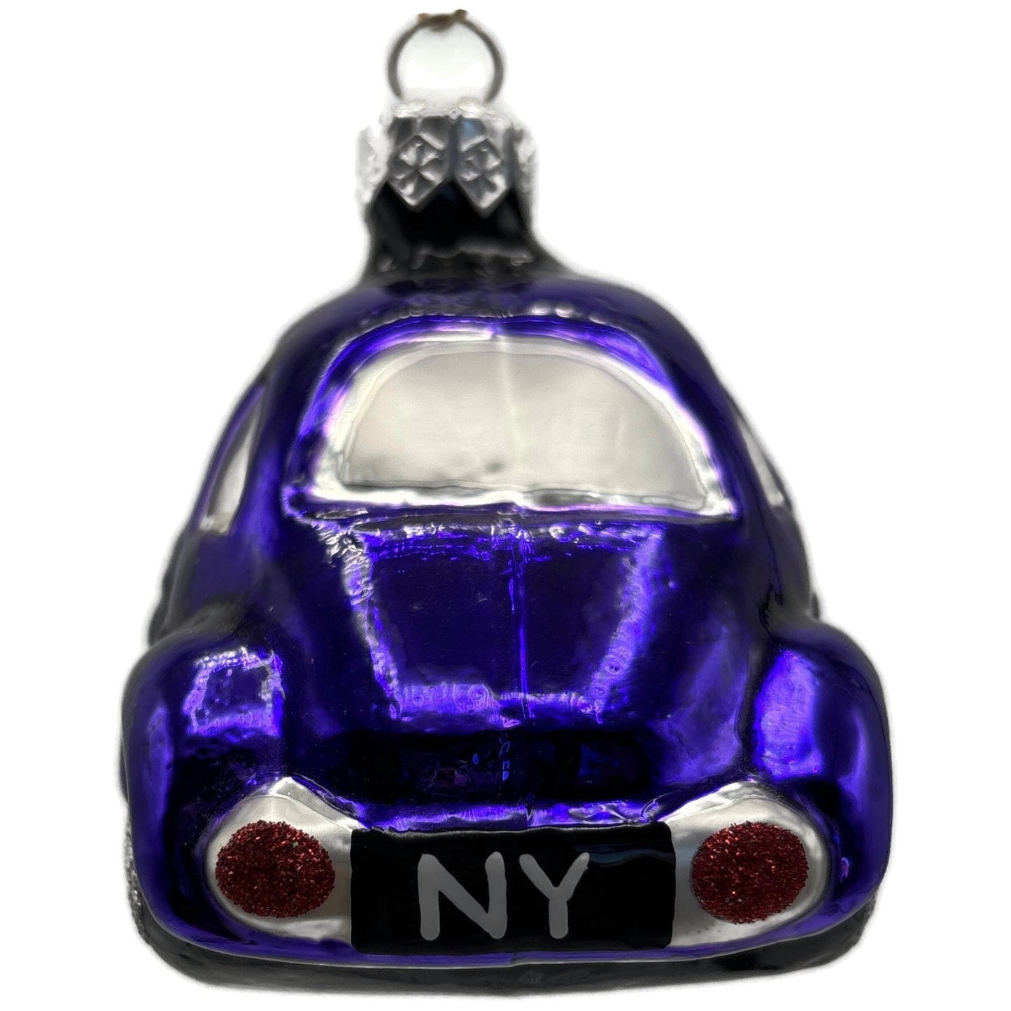 Patricia Breen Little Yellow Taxi Purple Checkered Car Christmas Tree Ornament