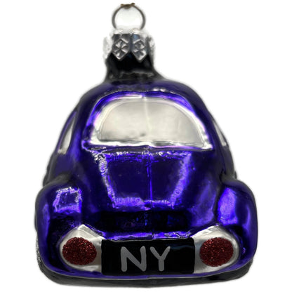 Patricia Breen Little Yellow Taxi Purple Checkered Car Christmas Tree Ornament