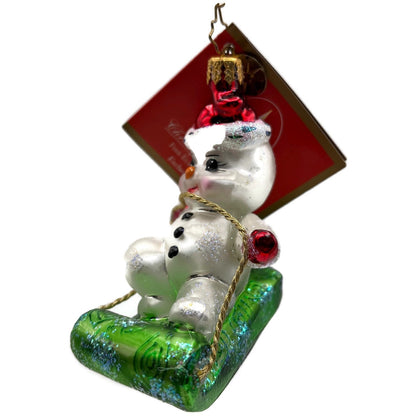 Christopher Radko Frosty Snow Scamp Snowman Glass Christmas Ornament 3011993
