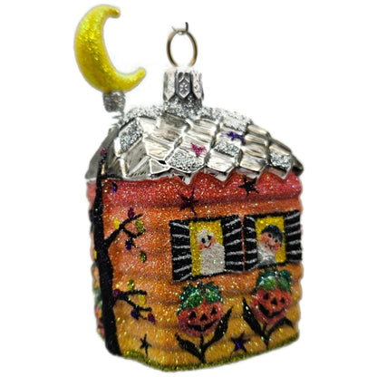 Patricia Breen Creature Cottage Nodding Moon Ghost Glass Halloween Ornament 2560