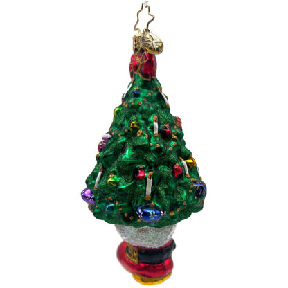 Christopher Radko Christmas Tree With Santa Boot Base Green Holiday Ornament