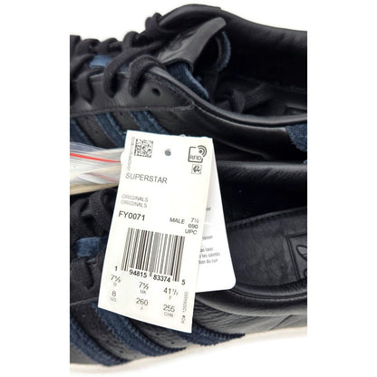 Adidas Superstar Black Leather Shoes Ladies Size 8 Shell Toe FY0071 Extra laces