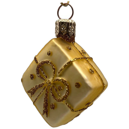 Patricia Breen Beribboned Present Gold Polka Dots Gift Christmas Tree Ornament
