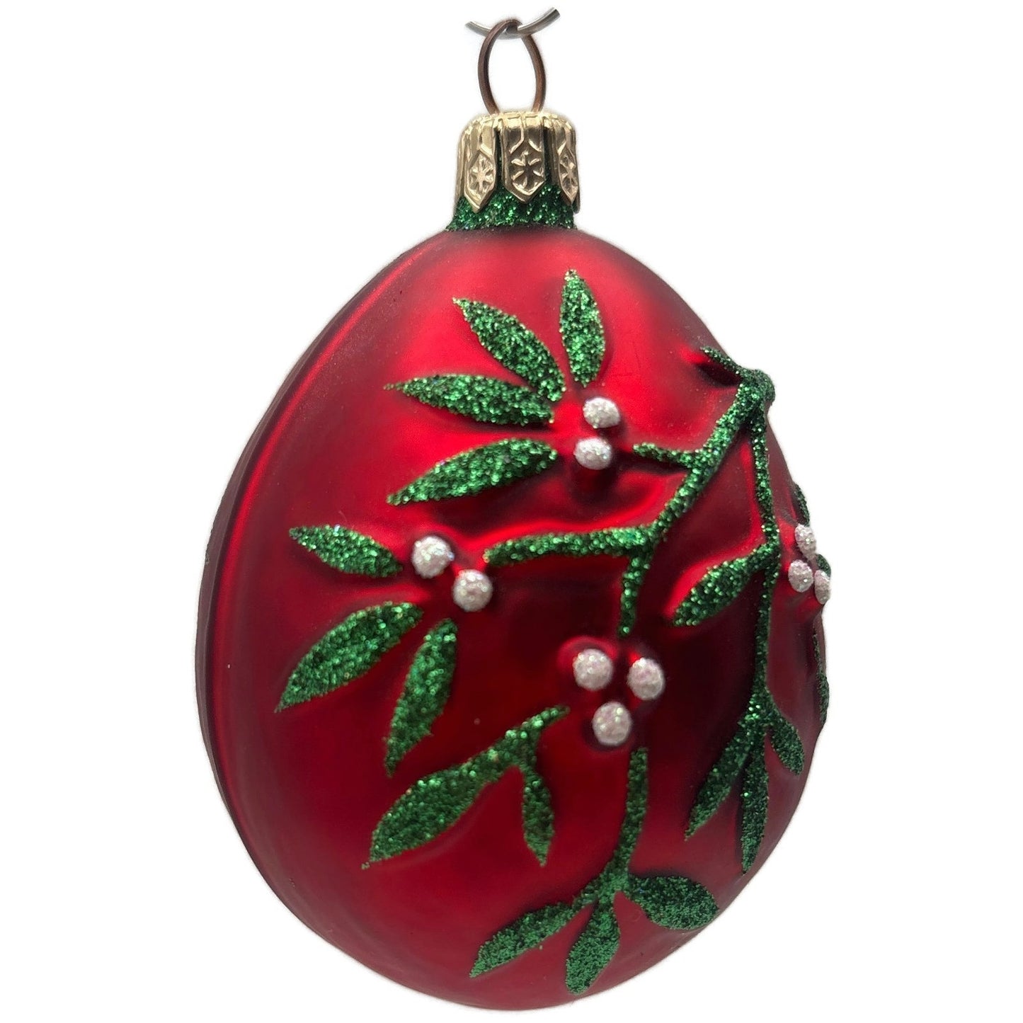Patricia Breen Mistletoe Egg Shiny Red Green Heart Christmas Tree Ornament