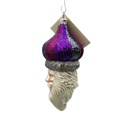 Patricia Breen Carnival Noël Purple Silver Santa Head Christmas Tree Ornament