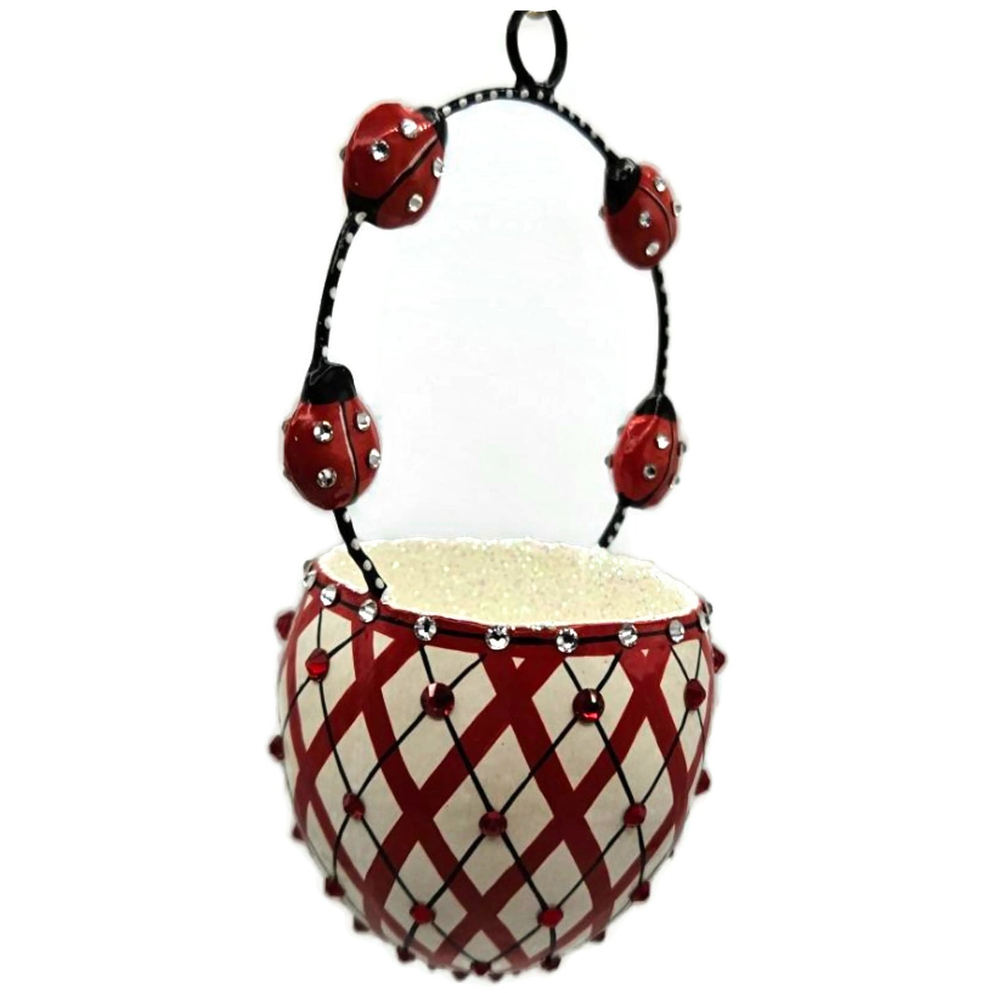 Patricia Breen Spring Basket Ladybugs Red Polka Dot Jeweled Holiday Ornament